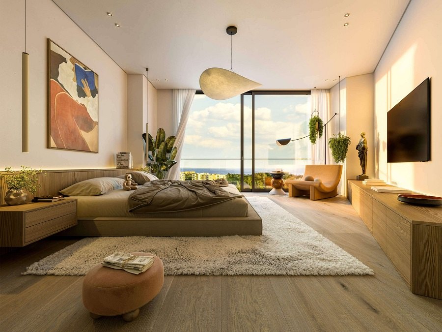 Modern furnished condo interior